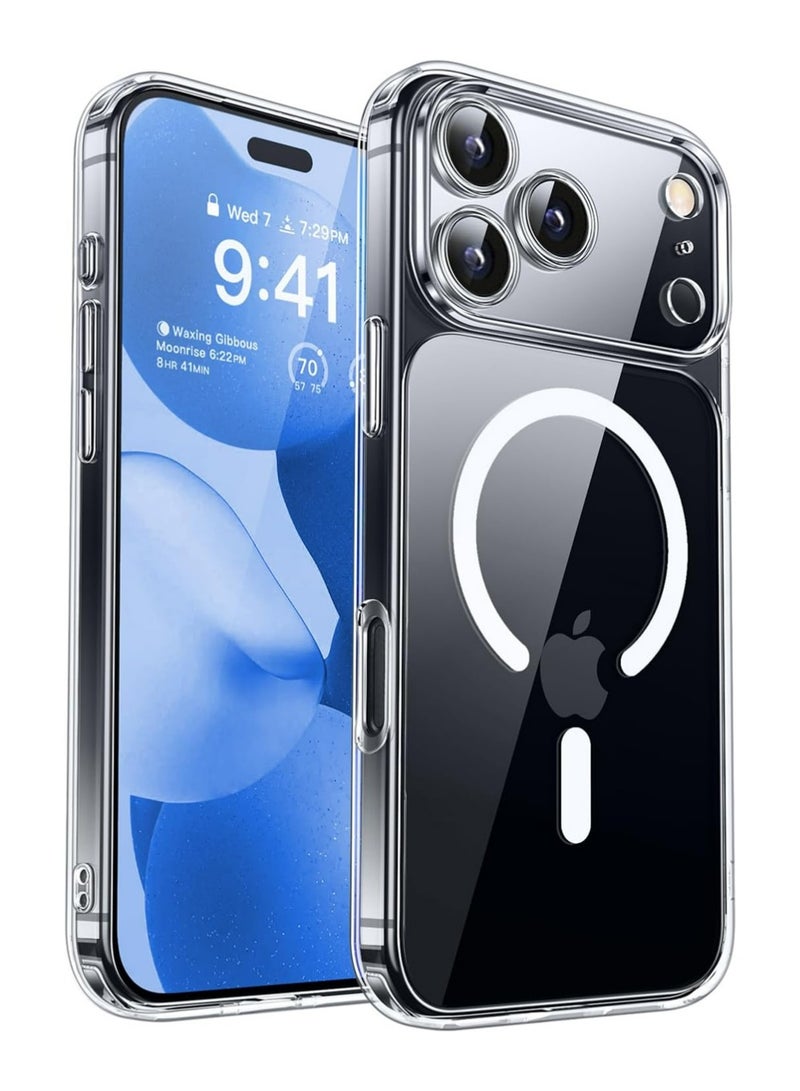 PULUZ iPhone 17 Pro Max Case Crystal Clear MagSafe, Magnetic Slim Shockproof Cover, Corner Air Pockets, 1.0mm Raised Camera/Screen, Wireless Charging Compatible, Lanyard Hole - Image 1